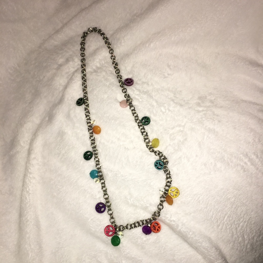 Peace sign long necklace